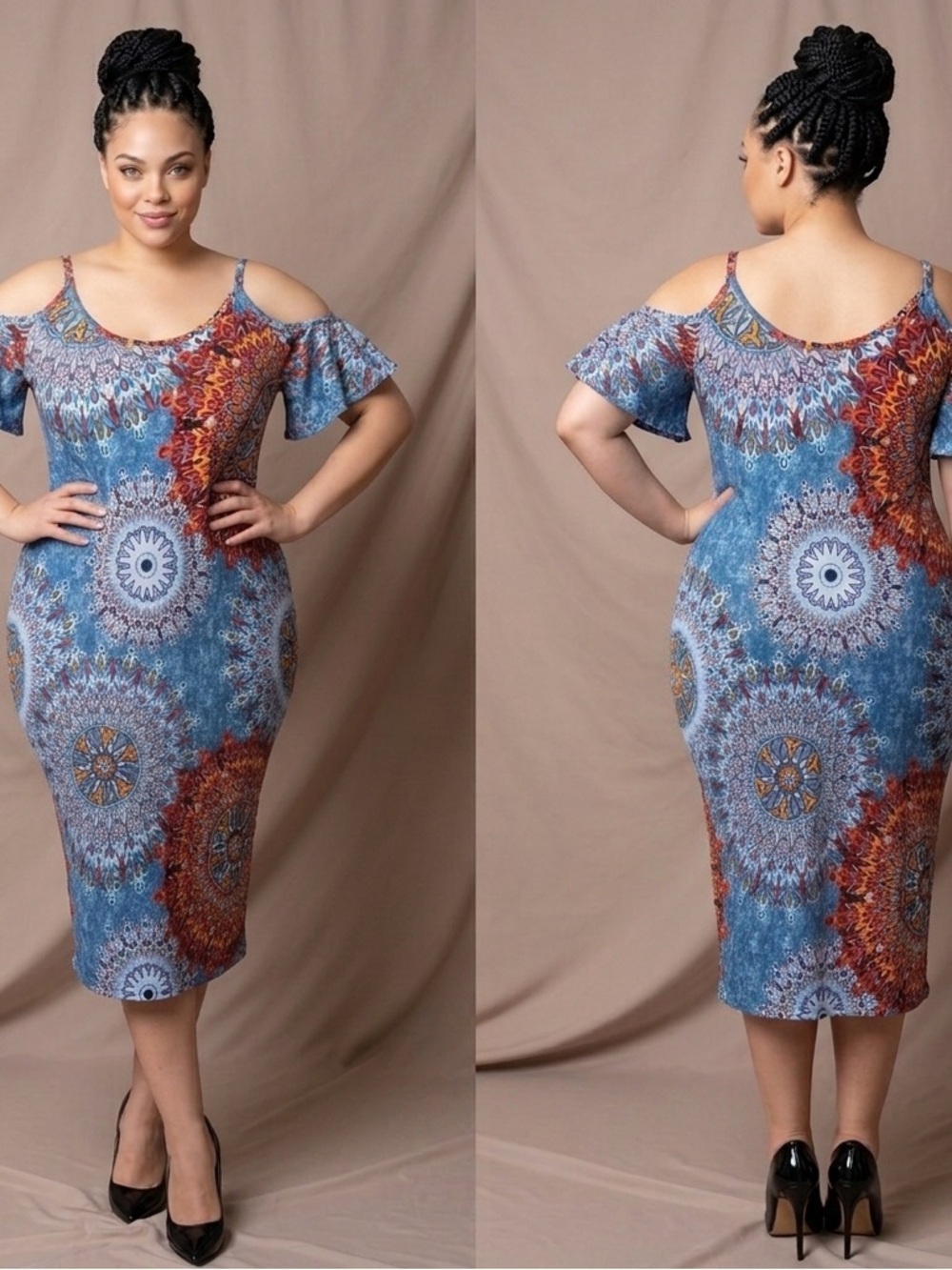 Grecerelle Womens Cold Shoulder Dress NWT bohemian Chic Size 2XL Multicolor